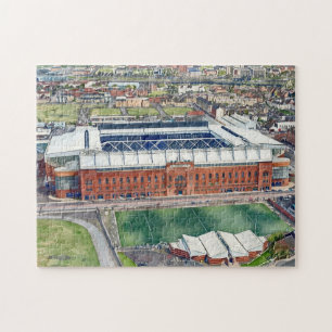 Historisches Ibrox-Stadion Glasgow Aquarell-Kunst Puzzle