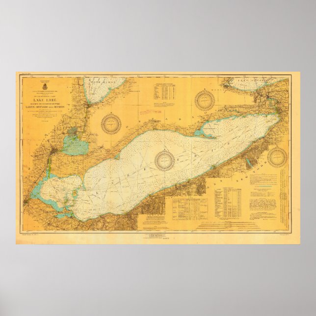 Historisches Kartenposter Nautical Lake Erie aus d Poster (Vorne)