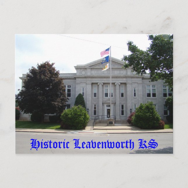 Historisches Leavenworth KS - Rathaus Postkarte (Vorderseite)