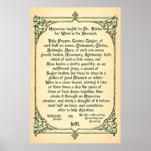 Historisches Rezept für den Wind im Magen, Poster