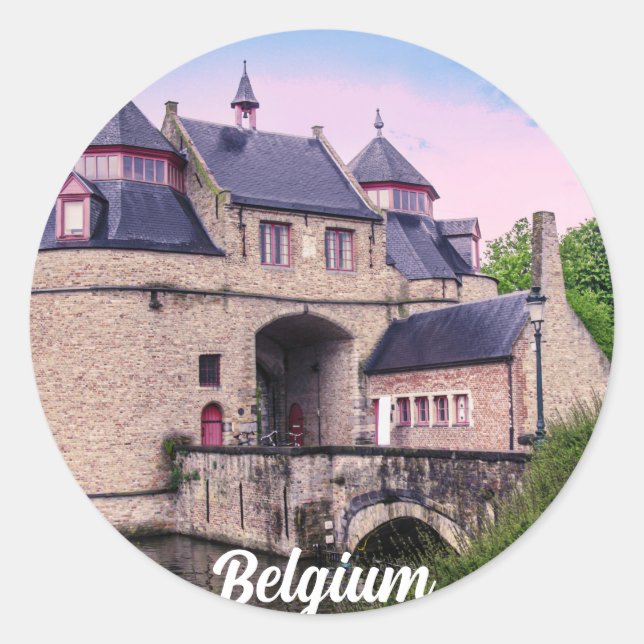 Historisches Stadttor in Brügge Runder Aufkleber (Vorderseite)