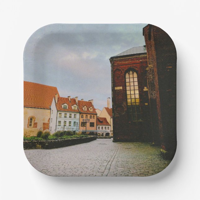 Historisches Stadtzentrum von Riga Pappteller (Vorderseite)
