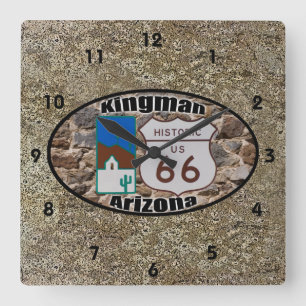 Historisches Weg 66 ~ Kingman, Arizona Quadratische Wanduhr