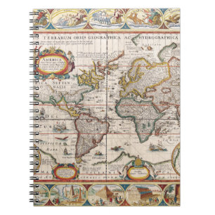 Historisches World Map Notebook Notizblock