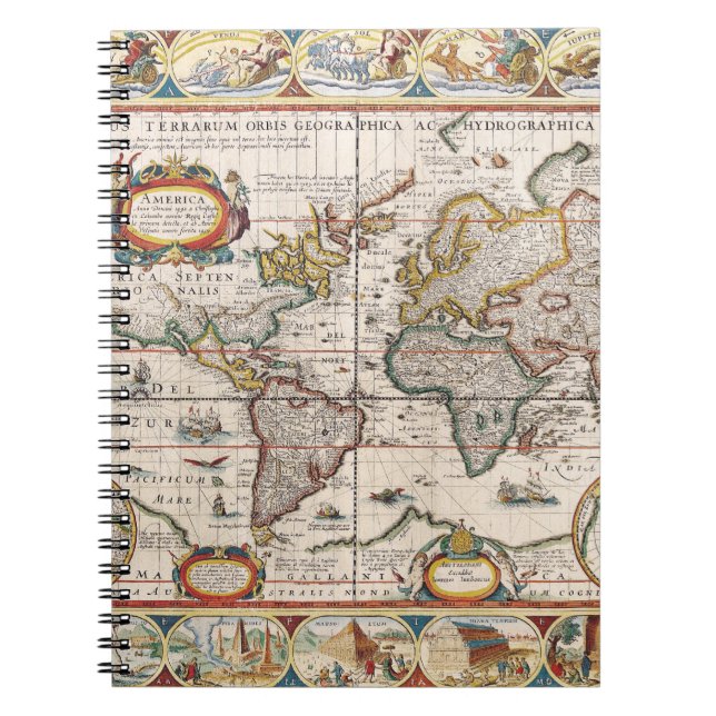 Historisches World Map Notebook Notizblock (Vorderseite)