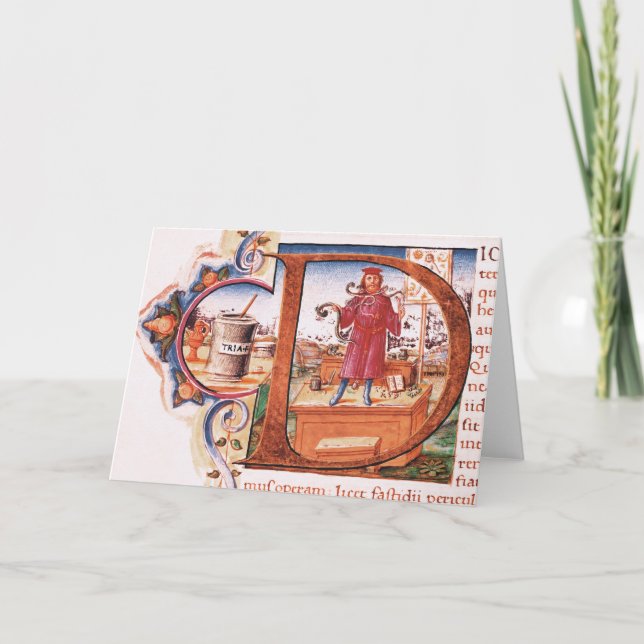 Historisierte erste 'D' mit einem Apotheker (Vorderseite)