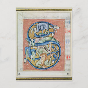 Historisierte erste 'S' mit einem Akrobaten Postkarte