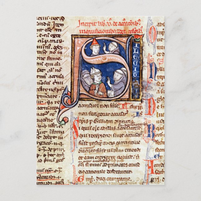 Historisierte erste 'S' mit Papst Gregory Postkarte (Vorderseite)