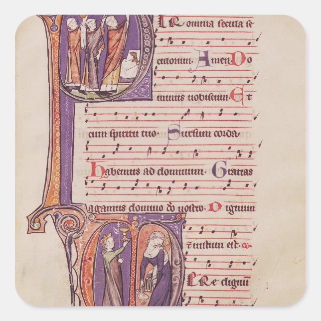 Historisierte Initialen "P" Quadratischer Aufkleber (Vorderseite)