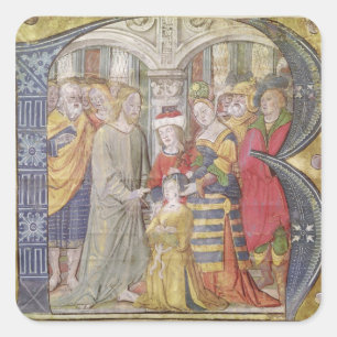 Historisierter Anfangsbuchstaben "B" Quadratischer Aufkleber