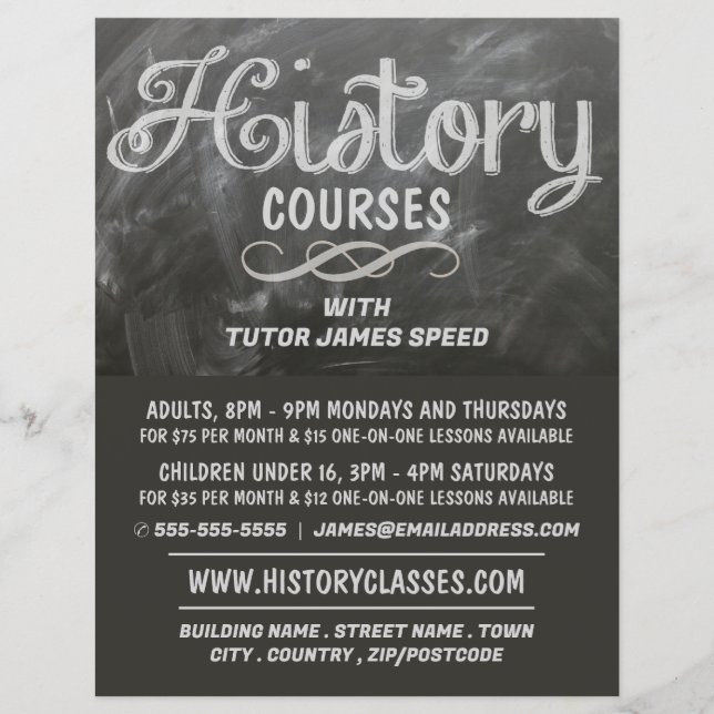 History Blackboard, History Coursing Werbung Flyer (Vorne)