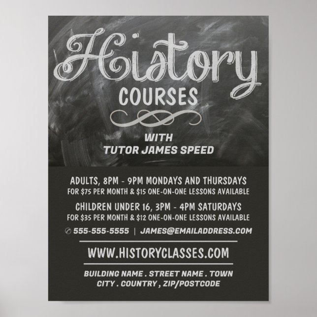 History Blackboard, History Coursing Werbung Poster (Vorne)