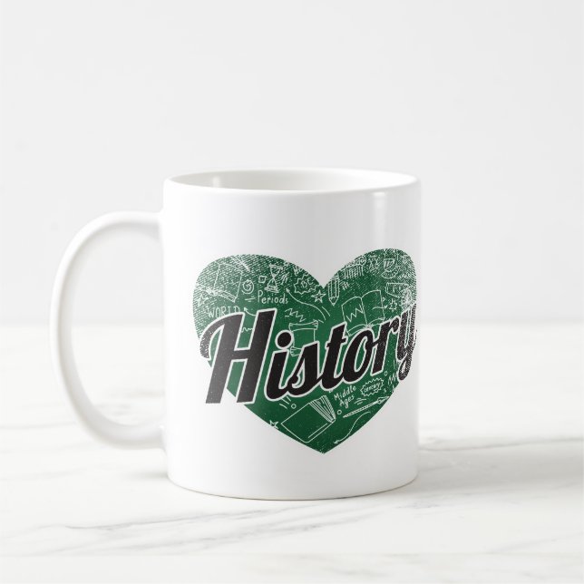 History Retro Heart Blackboard Liebe Kaffeetasse (Links)