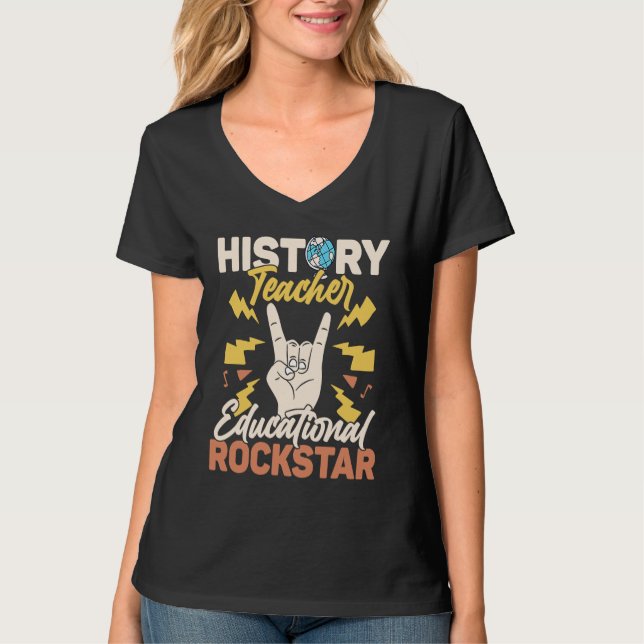 History Teacher Educational Rockstar Education Pro T-Shirt (Vorderseite)