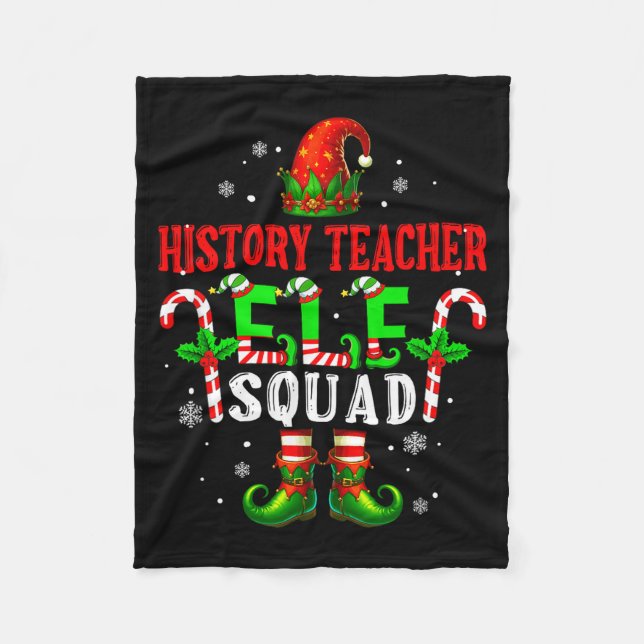 History Teacher Elf Squad Xmas Elf Hat Scute Ss Cu Fleecedecke (Vorderseite)