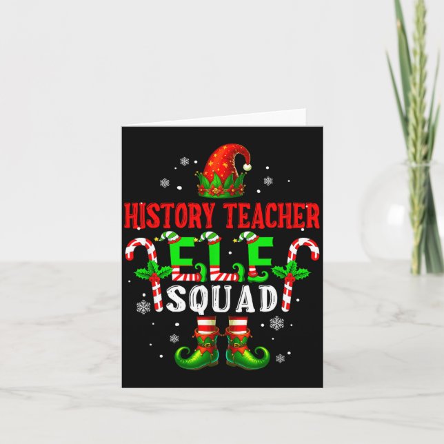 History Teacher Elf Squad Xmas Elf Hat Scute Ss Cu Karte (Vorderseite)