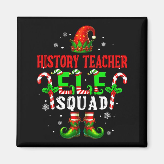 History Teacher Elf Squad Xmas Elf Hat Scute Ss Cu Magnet (Vorne)