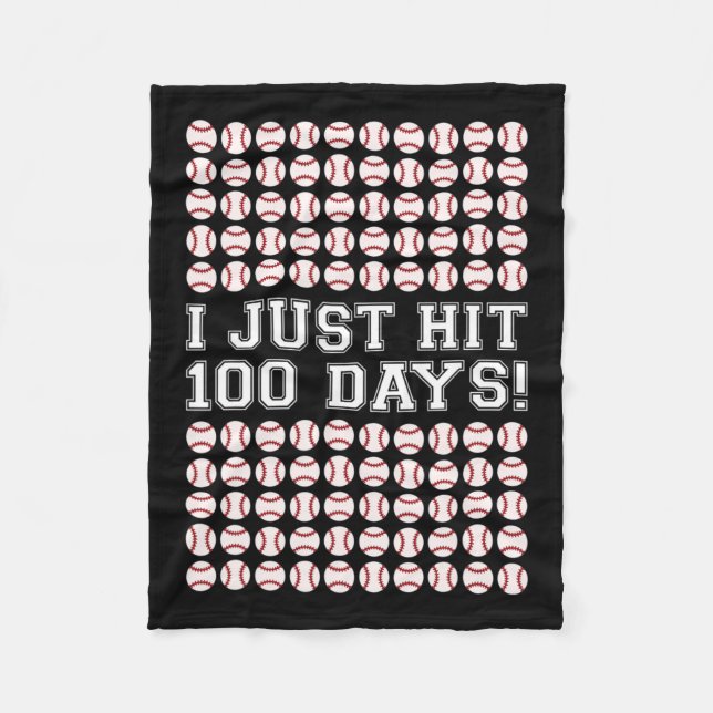 Hit 100 Days of School Baseball Lehrer Jungs 100. Fleecedecke (Vorderseite)