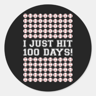 Hit 100 Days of School Baseball Lehrer Jungs 100. Runder Aufkleber