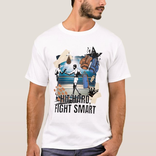 Hit Hard FIght Smart - Retro Boxing T-Shirt (Vorderseite)