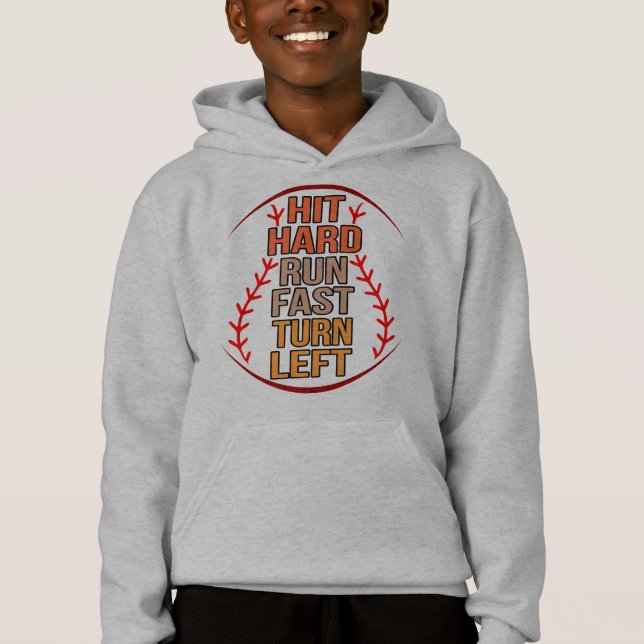 Hit Hard Run Fast Baseball Player Sports Lover Coa Hoodie (Vorderseite)