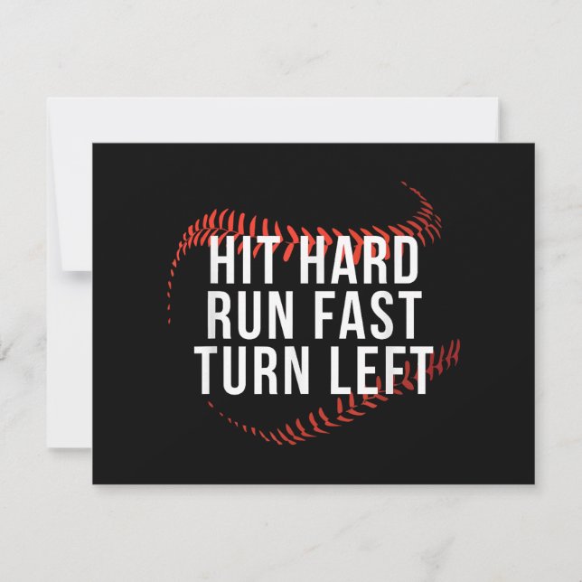 Hit Hard Run Fast Turn Verlassen Funny Baseball Pl (Vorderseite)