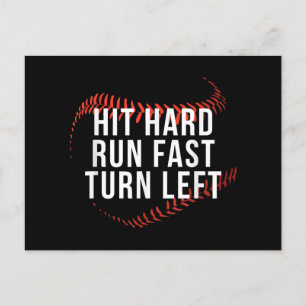 Hit Hard Run Fast Turn Verlassen Funny Baseball Pl Feiertagspostkarte
