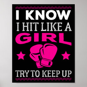 Hit like a Girl Funny Boxing Women Geschenk Poster