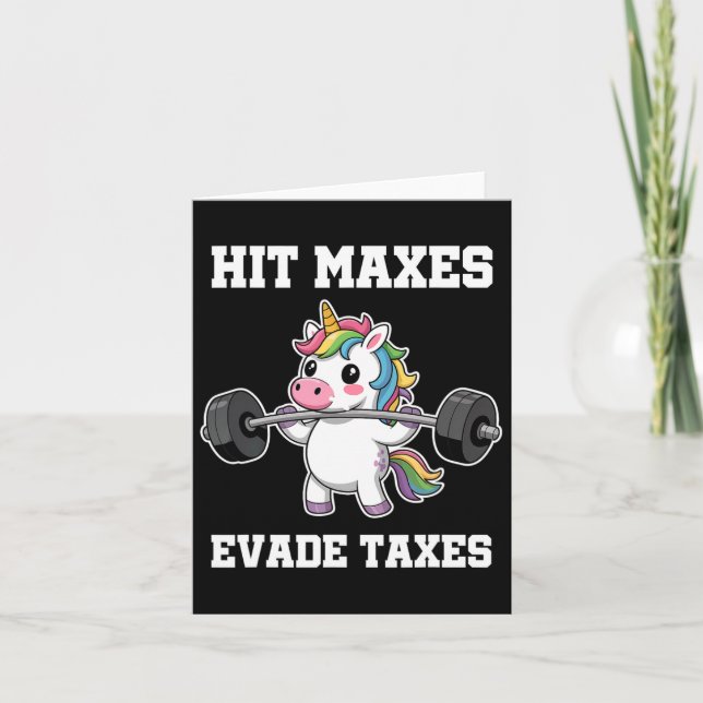 Hit Maxes Evade Taxes Funny Gym Bodybuilding Lifti Karte (Vorderseite)
