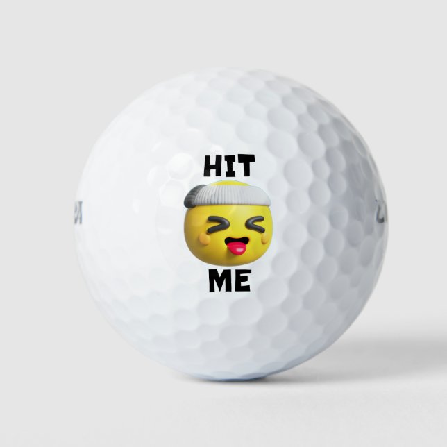 Hit me - lustige Spott Emoji, lästig und sassy Golfball (Vorderseite)