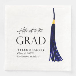 Hit Off To Grad Blue & Gold Tassel Abschluss Serviette
