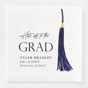 Hit Off To Grad Blue & Gold Tassel Abschluss Serviette