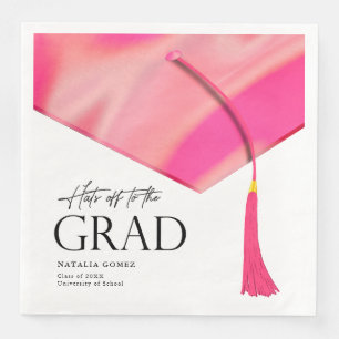 Hit off to Grad Holographic Pink Gold Abschluss Serviette