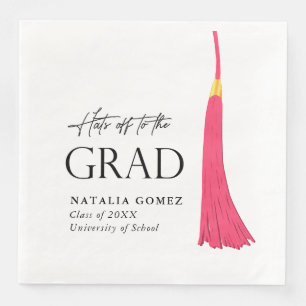 Hit Off to Grad Pink & Gold Tassel Abschluss Serviette