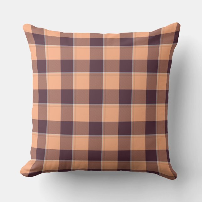 Hit Pink and Livid Brown Plaid Kissen (Vorderseite)