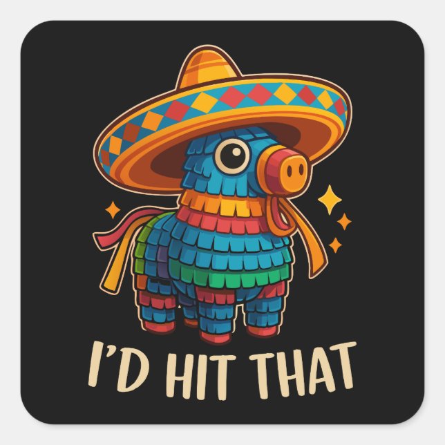 Hit That Pinata Cinco De Mayo Quadratischer Aufkleber (Vorderseite)