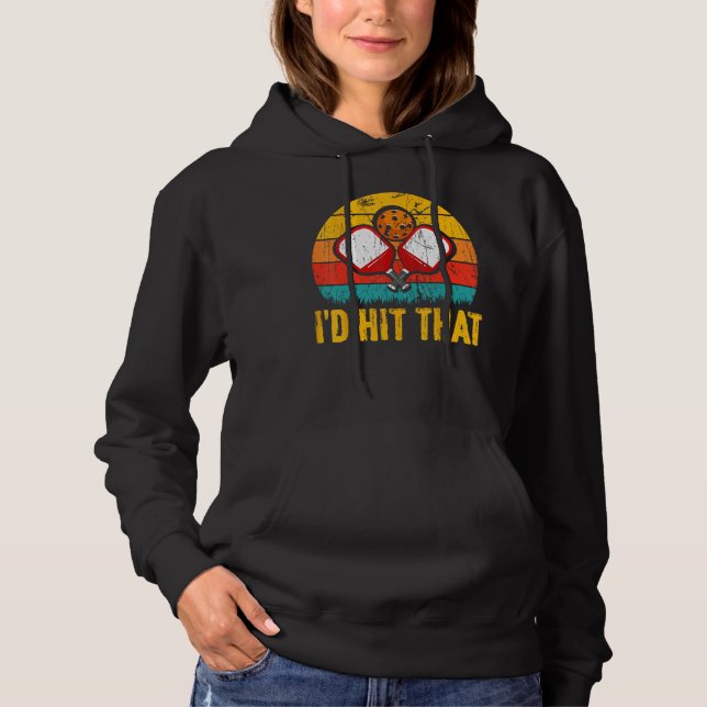 Hit That with Paddle Pickleball Player Coach Retro Hoodie (Vorderseite)