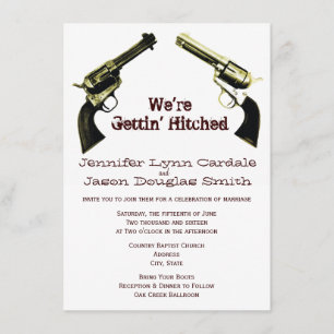Hitched Cowboy Guns Hochzeitseinladungen Einladung