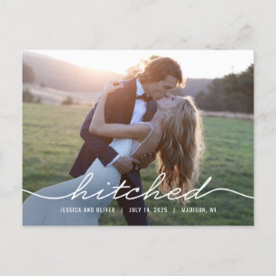 Hitched Editable Color Wedding Ankündigung Postkarte