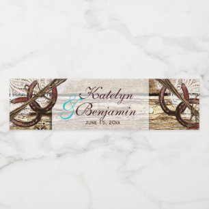Hitched Wood Horseshoes Wedding Einladungen Wasserflaschenetikett