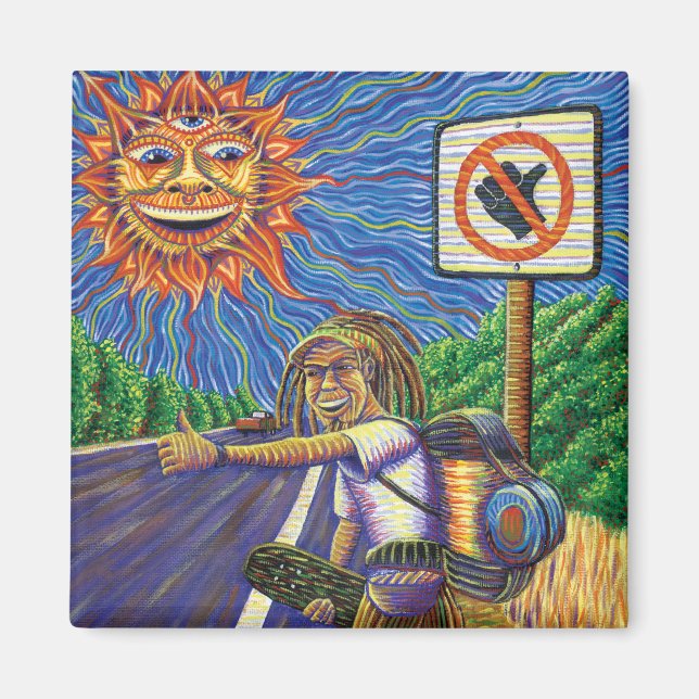 Hitchiking Hobo Magnet (Vorne)