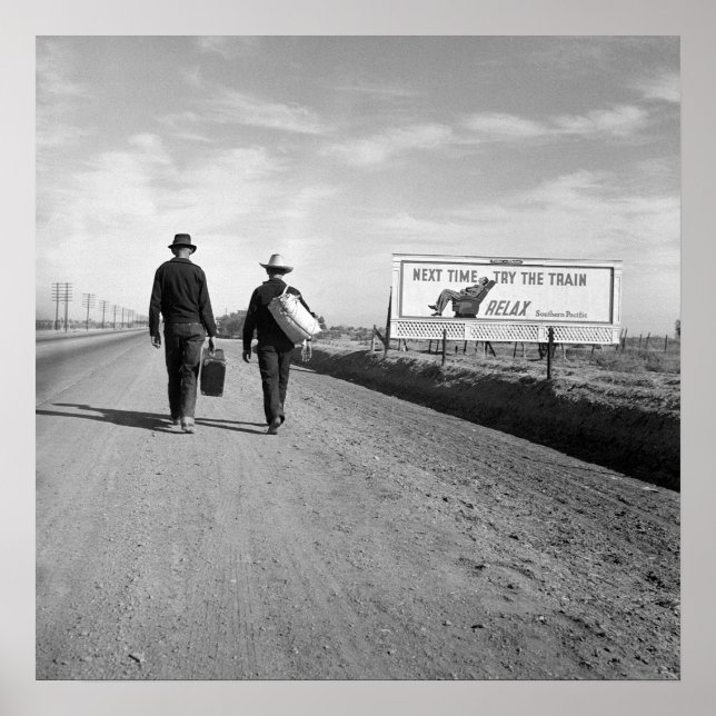 Hitchwanderer außerhalb von Los Angeles, 1937. Vin Poster (Vorne)