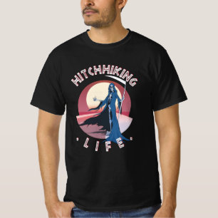 Hitchwandern Leben - Hitchhiker Grim Sensenmann T-Shirt