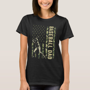 Hitter Baseball Men Camouflage American Flag Baseb T-Shirt