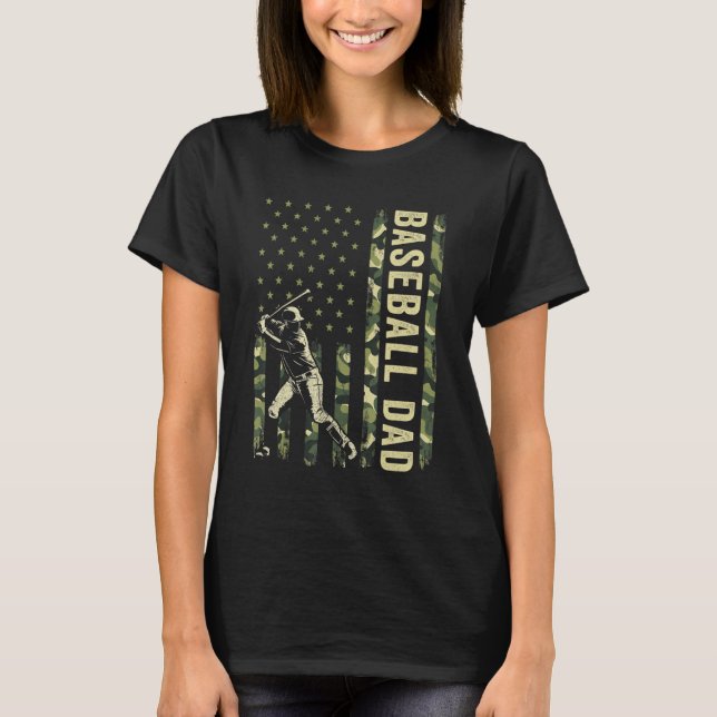 Hitter Baseball Men Camouflage American Flag Baseb T-Shirt (Vorderseite)