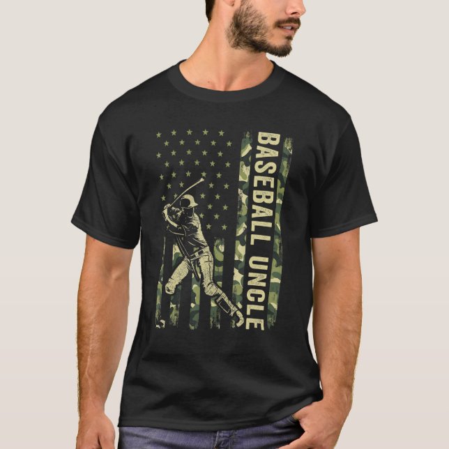 Hitter Baseball Men Camouflage American Flag Baseb T-Shirt (Vorderseite)