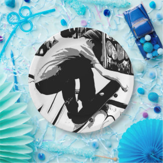 Hitting the Ramp - Skateboarder Pappteller