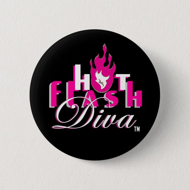 Hitzewallung-Diva-Logo für dunkles Bkg Button (Vorderseite)
