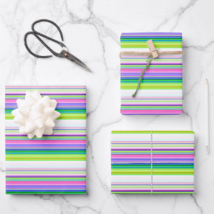 Hitzewallungen Neonstreifen Geschenkpapier Set