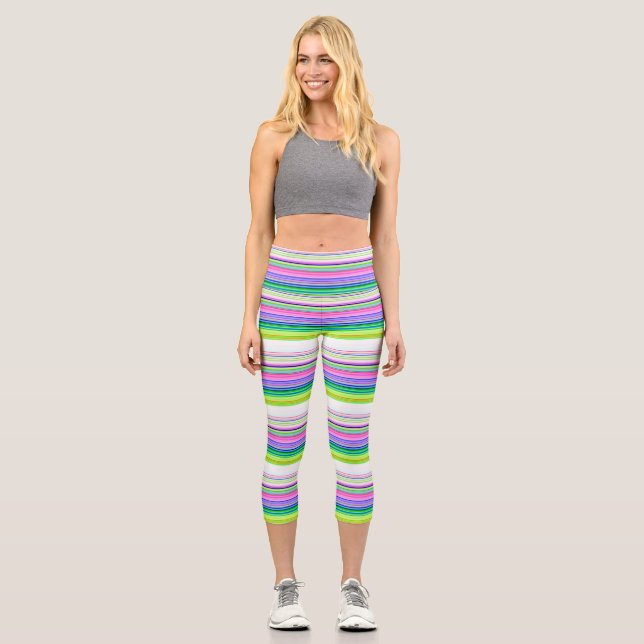 Hitzewallungen Neonstreifen werfen Kissen Capri Leggings (Vorderseite)